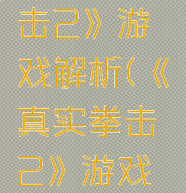 《真实拳击2》游戏解析(《真实拳击2》游戏解析视频)