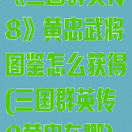 《三国群英传8》黄忠武将图鉴怎么获得(三国群英传8黄忠在哪)