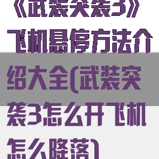 《武装突袭3》飞机悬停方法介绍大全(武装突袭3怎么开飞机怎么降落)