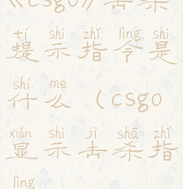 《csgo》击杀提示指令是什么(csgo显示击杀指令)