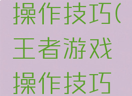 王者游戏操作技巧(王者游戏操作技巧视频)