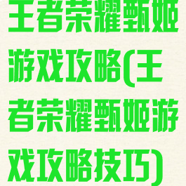 王者荣耀甄姬游戏攻略(王者荣耀甄姬游戏攻略技巧)