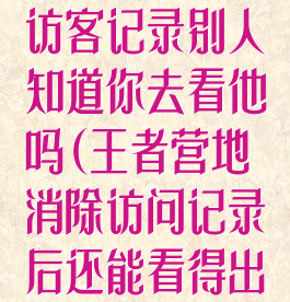 王者营地关闭访客记录别人知道你去看他吗(王者营地消除访问记录后还能看得出是谁访问吗)