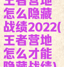 王者营地怎么隐藏战绩2022(王者营地怎么才能隐藏战绩)