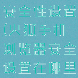 火狐浏览器安全性设置(火狐手机浏览器安全设置在哪里)