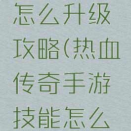 热血传奇手游技能怎么升级攻略(热血传奇手游技能怎么升级攻略大全)