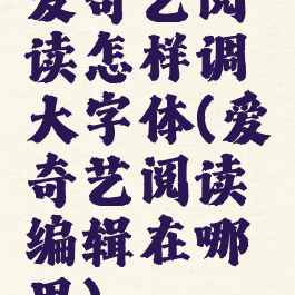 爱奇艺阅读怎样调大字体(爱奇艺阅读编辑在哪里)