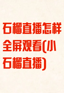 石榴直播怎样全屏观看(小石榴直播)