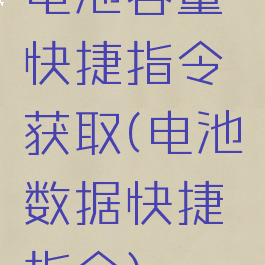 电池容量快捷指令获取(电池数据快捷指令)