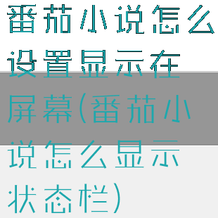 番茄小说怎么设置显示在屏幕(番茄小说怎么显示状态栏)