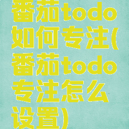 番茄todo如何专注(番茄todo专注怎么设置)