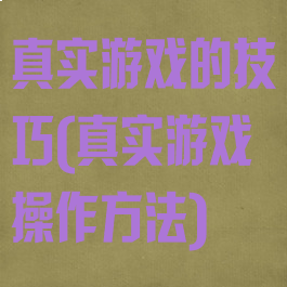 真实游戏的技巧(真实游戏操作方法)