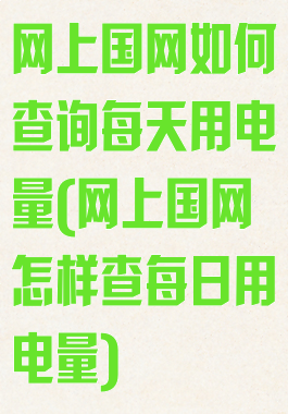 网上国网如何查询每天用电量(网上国网怎样查每日用电量)