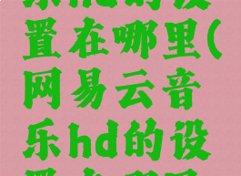 网易云音乐hd的设置在哪里(网易云音乐hd的设置在哪里找)