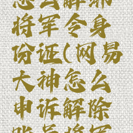 网易大神怎么解绑将军令身份证(网易大神怎么申诉解除账号将军令)