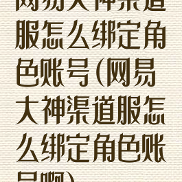 网易大神渠道服怎么绑定角色账号(网易大神渠道服怎么绑定角色账号啊)