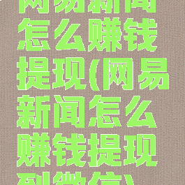 网易新闻怎么赚钱提现(网易新闻怎么赚钱提现到微信)