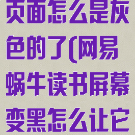 网易蜗牛读书页面怎么是灰色的了(网易蜗牛读书屏幕变黑怎么让它变白)