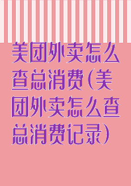 美团外卖怎么查总消费(美团外卖怎么查总消费记录)