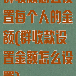 群收款怎么设置每个人的金额(群收款设置金额怎么设置)