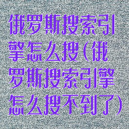 俄罗斯搜索引擎怎么搜(俄罗斯搜索引擎怎么搜不到了)