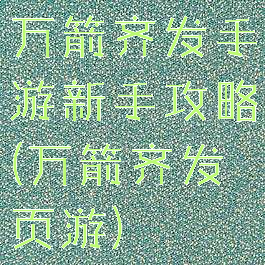 万箭齐发手游新手攻略(万箭齐发页游)