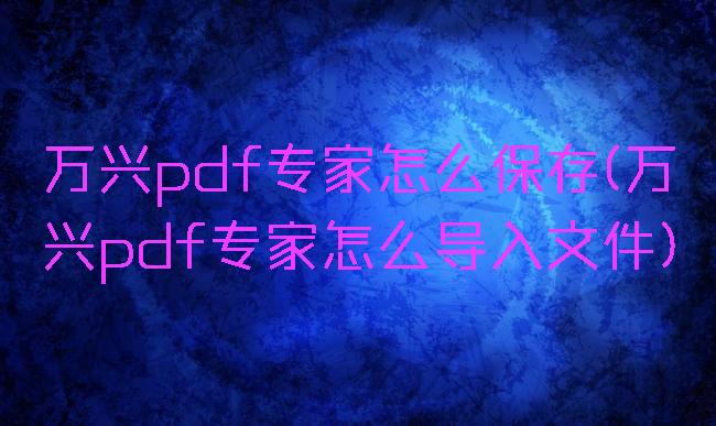 万兴pdf专家怎么保存(万兴pdf专家怎么导入文件)