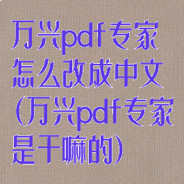 万兴pdf专家怎么改成中文(万兴pdf专家是干嘛的)