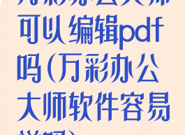 万彩办公大师可以编辑pdf吗(万彩办公大师软件容易学吗)