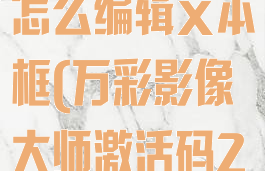 万彩影像大师怎么编辑文本框(万彩影像大师激活码2020下载)