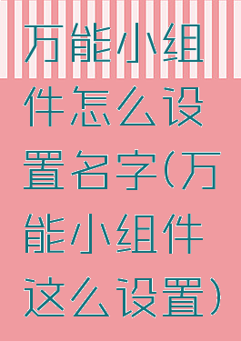 万能小组件怎么设置名字(万能小组件这么设置)