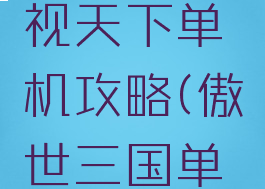 三国之傲视天下单机攻略(傲世三国单机版攻略)