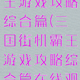 三国街机霸王游戏攻略综合篇(三国街机霸王游戏攻略综合篇在线观看)