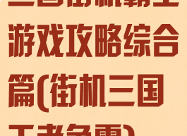 三国街机霸王游戏攻略综合篇(街机三国王者争霸)