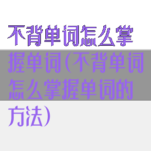 不背单词怎么掌握单词(不背单词怎么掌握单词的方法)