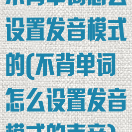 不背单词怎么设置发音模式的(不背单词怎么设置发音模式的声音)