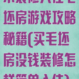 不装修入住毛坯房游戏攻略秘籍(买毛坯房没钱装修怎样简单入住)