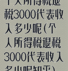 个人所得税退税3000代表收入多少呢(个人所得税退税3000代表收入多少呢知乎)