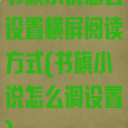 书旗小说怎么设置横屏阅读方式(书旗小说怎么调设置)