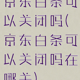 京东白条可以关闭吗(京东白条可以关闭吗在哪关)