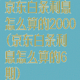 京东白条利息怎么算的2000(京东白条利息怎么算的6期)