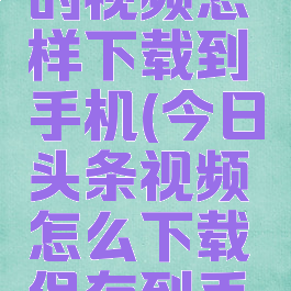 今日头条的视频怎样下载到手机(今日头条视频怎么下载保存到手机相册)