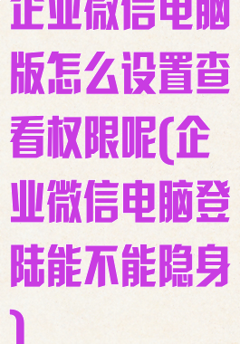 企业微信电脑版怎么设置查看权限呢(企业微信电脑登陆能不能隐身)