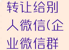 企业微信群主怎么转让给别人微信(企业微信群主怎样转让)