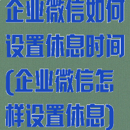 企业微信如何设置休息时间(企业微信怎样设置休息)