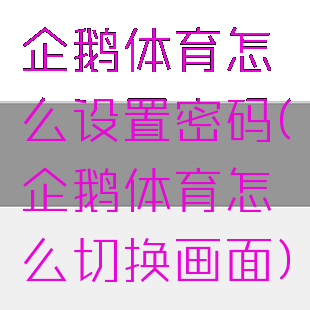 企鹅体育怎么设置密码(企鹅体育怎么切换画面)