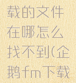 企鹅fm下载的文件在哪怎么找不到(企鹅fm下载路径)