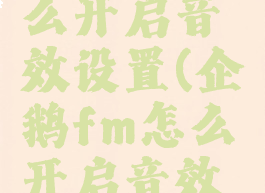 企鹅fm怎么开启音效设置(企鹅fm怎么开启音效设置)