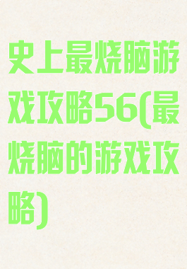 史上最烧脑游戏攻略56(最烧脑的游戏攻略)