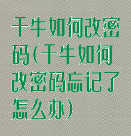 千牛如何改密码(千牛如何改密码忘记了怎么办)